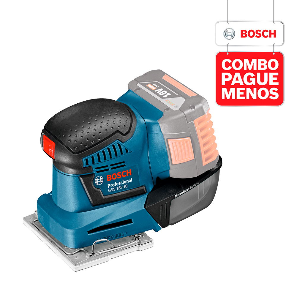 Lixadeira a Bateria Bosch GSS 18V-10 + Parafusadeira e Furadeira de Impacto de ½